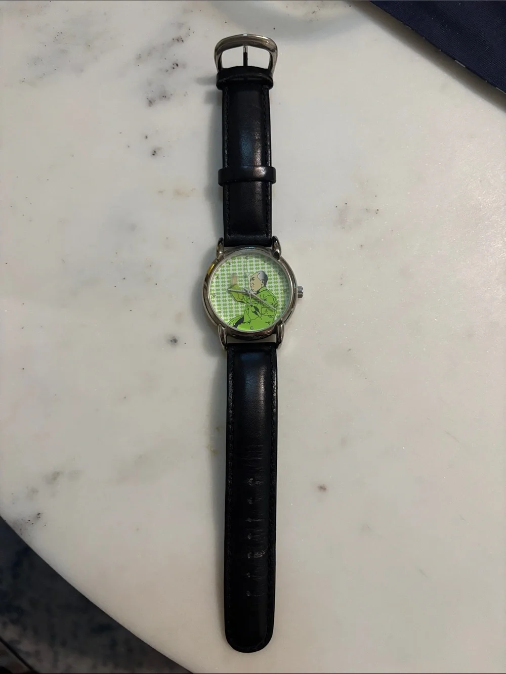 Shanghai Tang Waving Mao Watch green w/ black leather, RARE, with box and bag